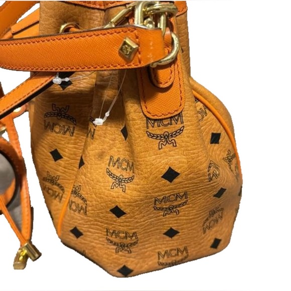 MCM Cognac Visetos Bucket Crossbody Bag - Picture 4 of 7